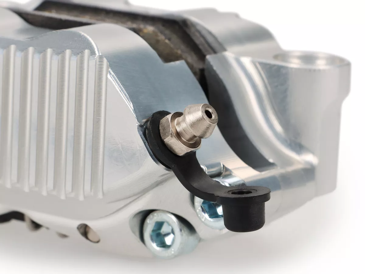 Kit completo de freno delantero - Freno radial BGM PRO SPORT de 4 pistones con adaptador fresado CNC incl. certificado TÜV - adecuado para frenos de disco Vespa PX Disc (a partir de 1998), MY, 2011 y Grimeca retrofit - plata