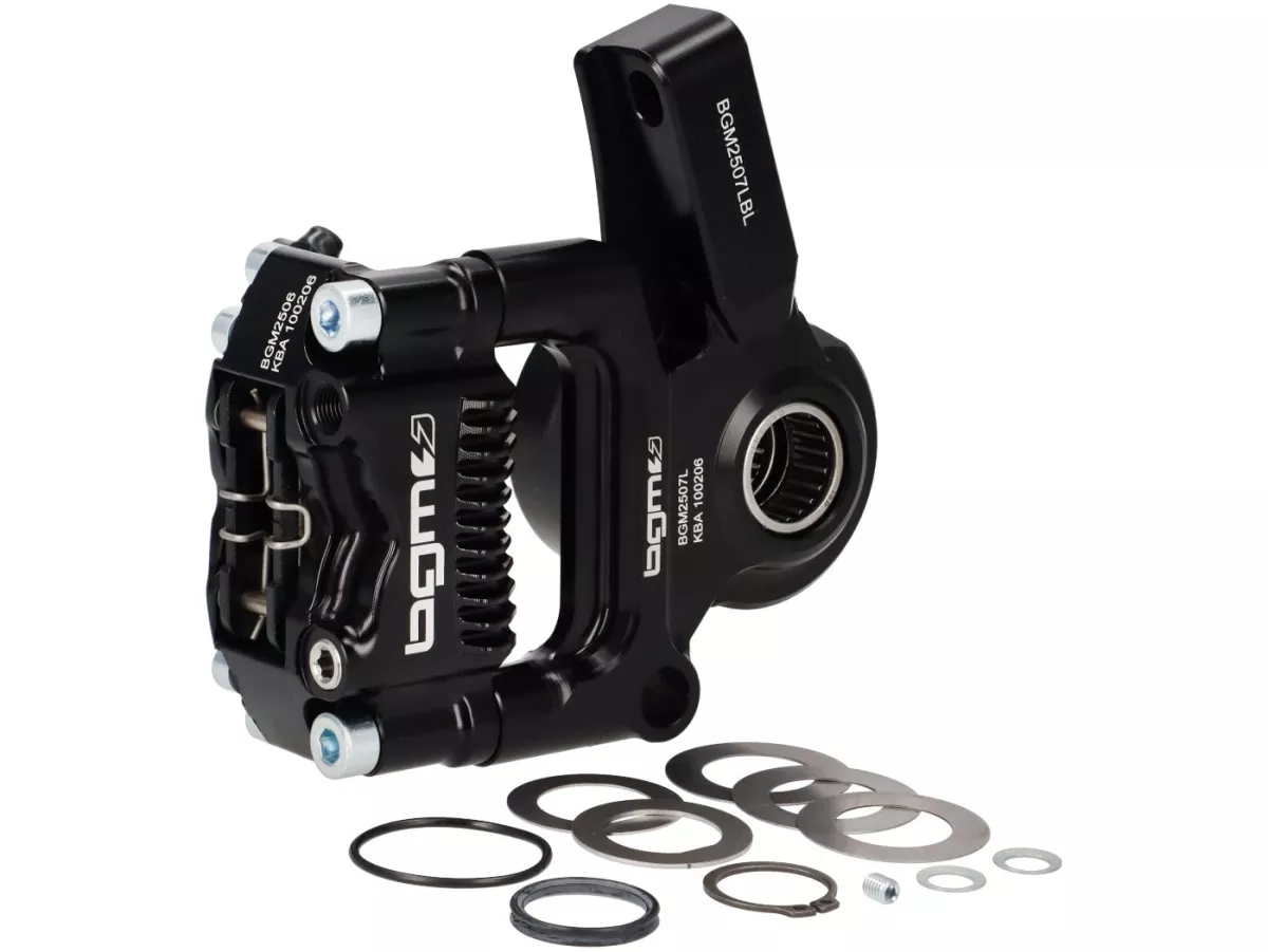 Kit completo de freno delantero - Freno radial BGM PRO SPORT de 4 pistones con adaptador fresado CNC incl. certificado TÜV - adecuado para LML Star/Stella - negro