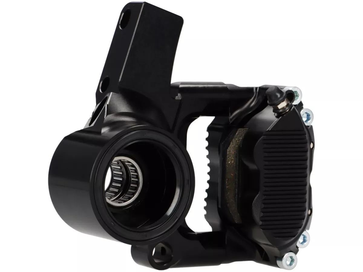 Kit completo de freno delantero - Freno radial BGM PRO SPORT de 4 pistones con adaptador fresado CNC incl. certificado TÜV - adecuado para LML Star/Stella - negro