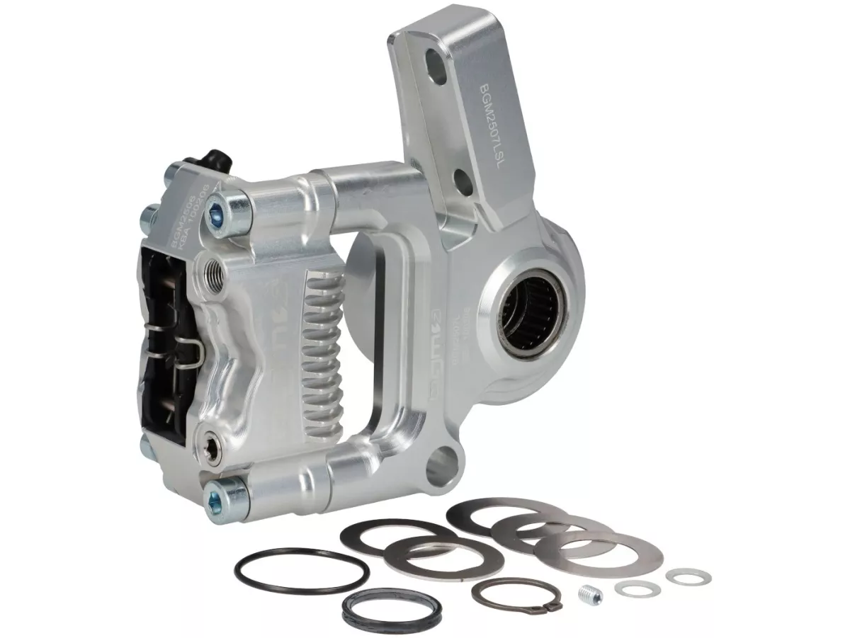 Kit completo de freno delantero - Freno radial BGM PRO SPORT de 4 pistones con adaptador fresado CNC incl. certificado TÜV - adecuado para LML Star/Stella - plateado