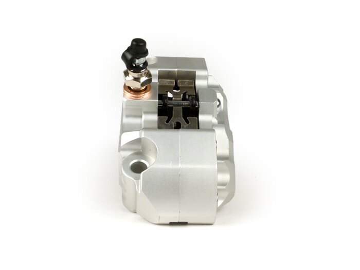 Pinza de freno delantero -BGM PRO, 4 pistones, montaje radial (requiere adaptador)- para PX Disc, LML Star, Stella, Grimeca NT classic- Vespa PX (a partir de 1998, estándar), PX, T5 125cc, PK XL - Plata