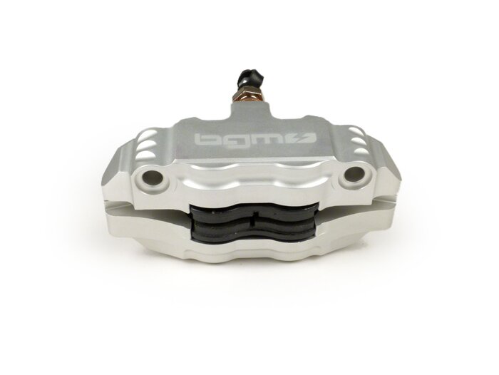 Pinza de freno delantero -BGM PRO, 4 pistones, montaje radial (requiere adaptador)- para PX Disc, LML Star, Stella, Grimeca NT classic- Vespa PX (a partir de 1998, estándar), PX, T5 125cc, PK XL - Plata