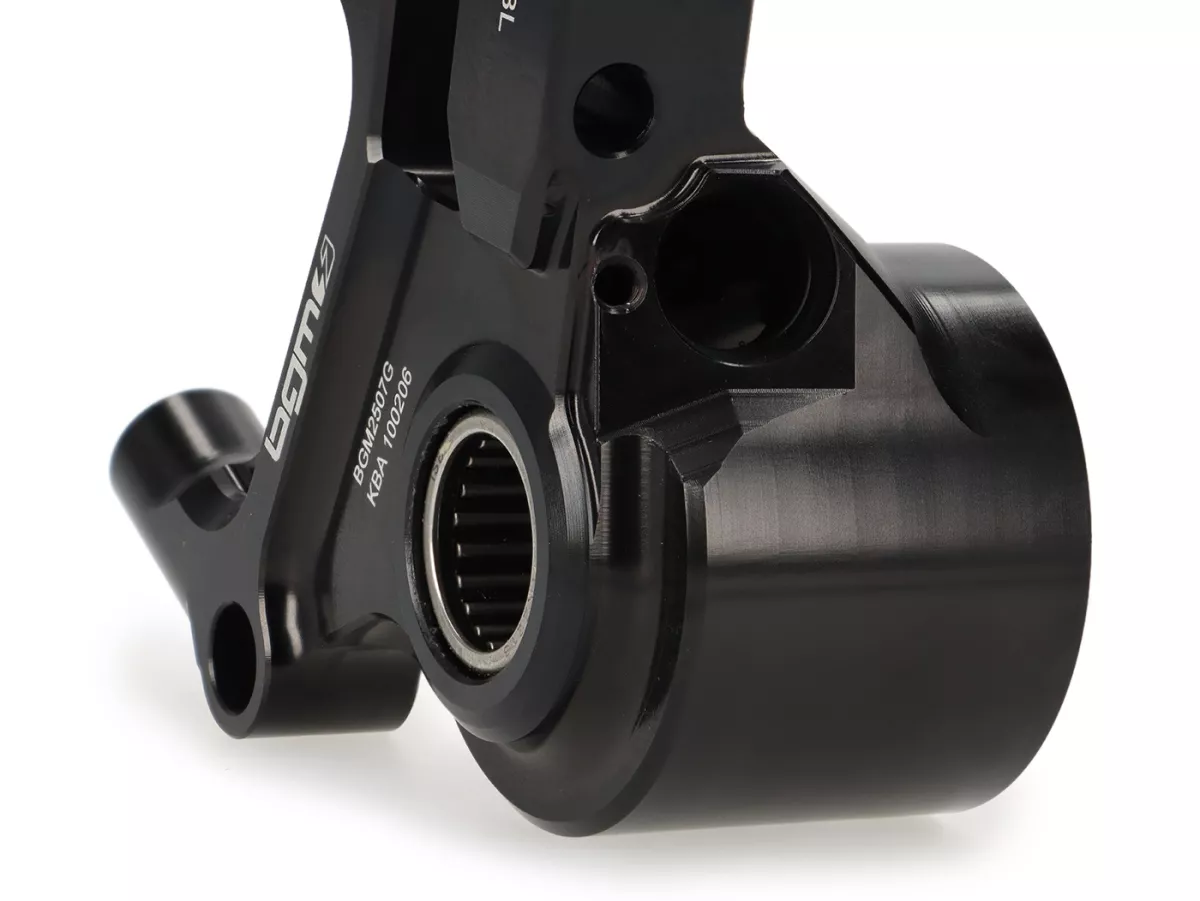Soporte pinza freno delantero -BGM PRO SPORT (con certificado de piezas TÜV), CNC Touring, radial, tambor de freno tipo Piaggio/Grimeca Ø20mm- Vespa PX Disc (1998-), My, 2011 - negro