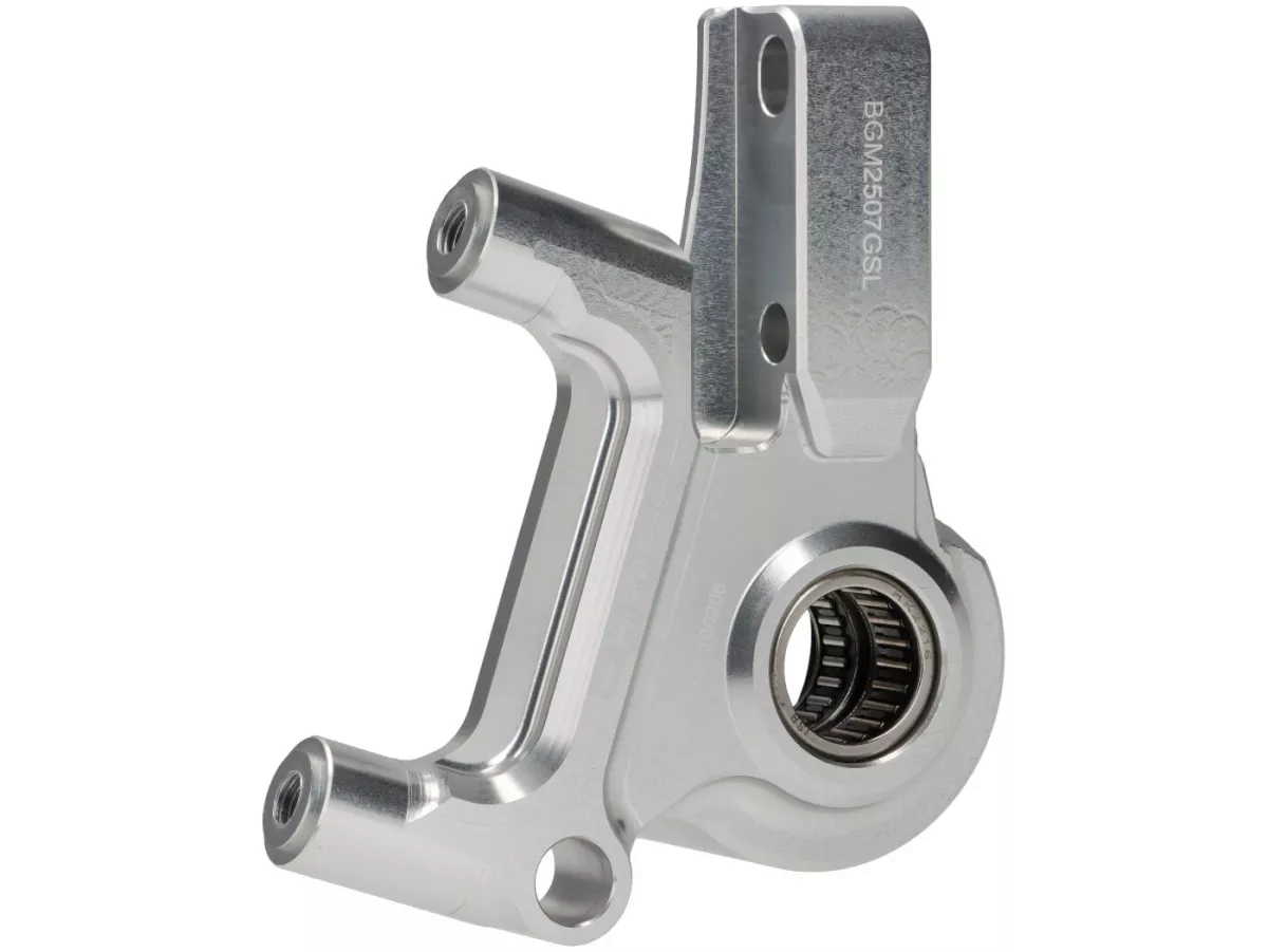 Dudukan kaliper rem depan -BGM PRO SPORT (dengan sertifikat suku cadang TÜV), CNC Touring, radial, tipe tromol rem Piaggio/Grimeca Ø20mm- Vespa PX Disc (1998-), My, 2011 - silver
