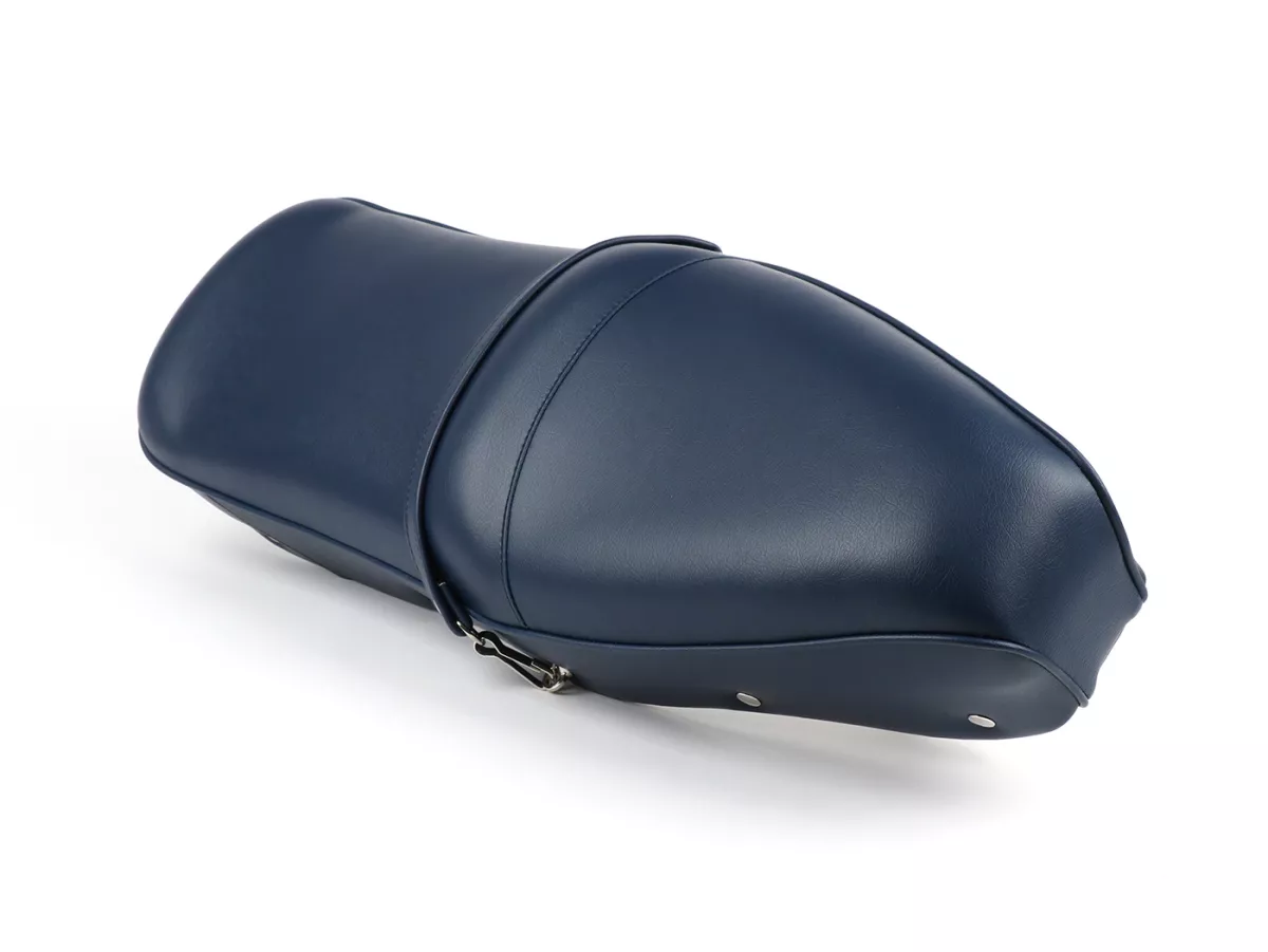 Seat -BGM PRO Pegasus with badge and riveted- Lambretta LI, LI S, SX, TV, DL, GP - blue