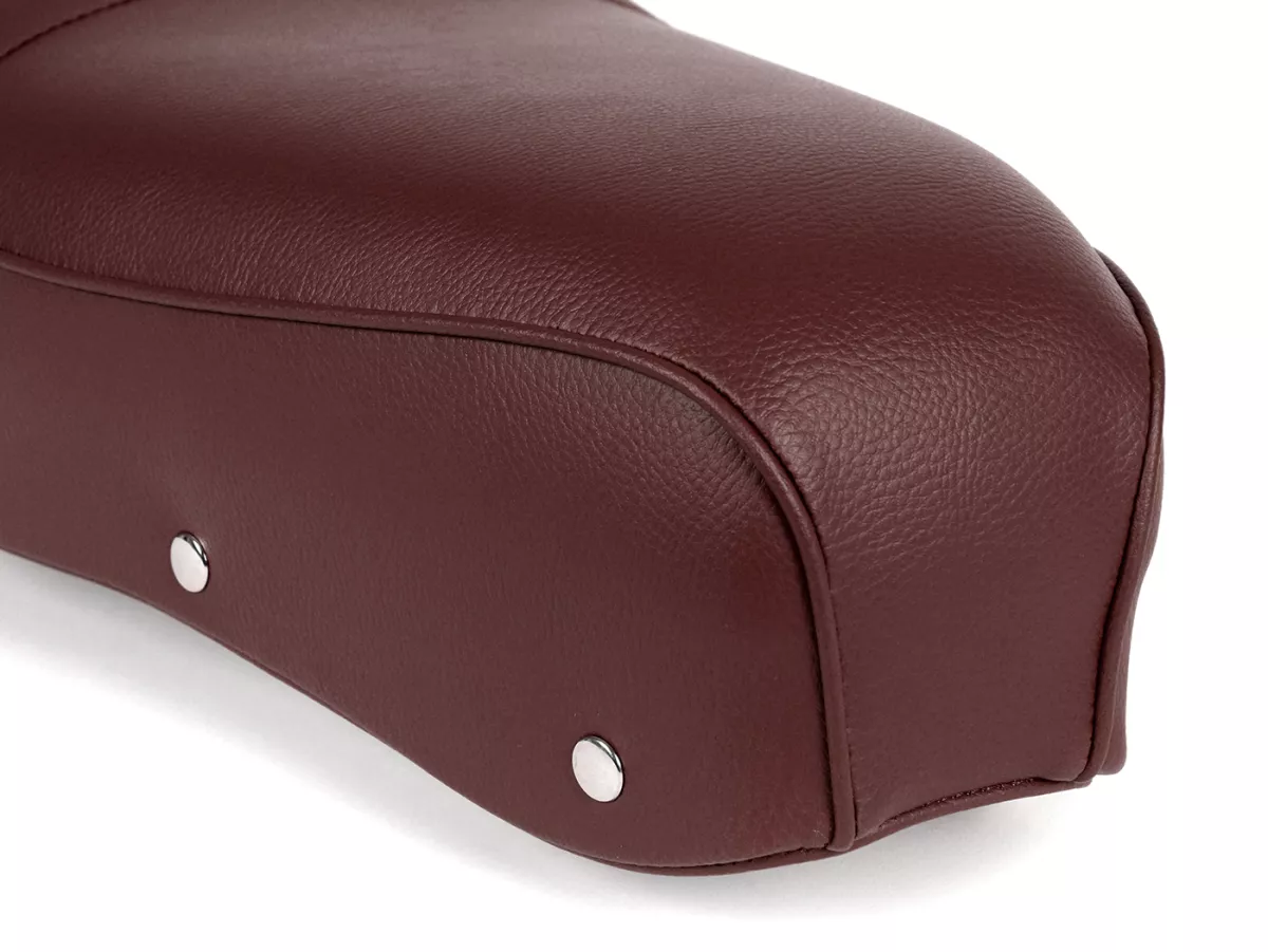 Seat -BGM PRO Pegasus with badge and riveted- Lambretta LI, LI S, SX, TV, DL, GP - brown