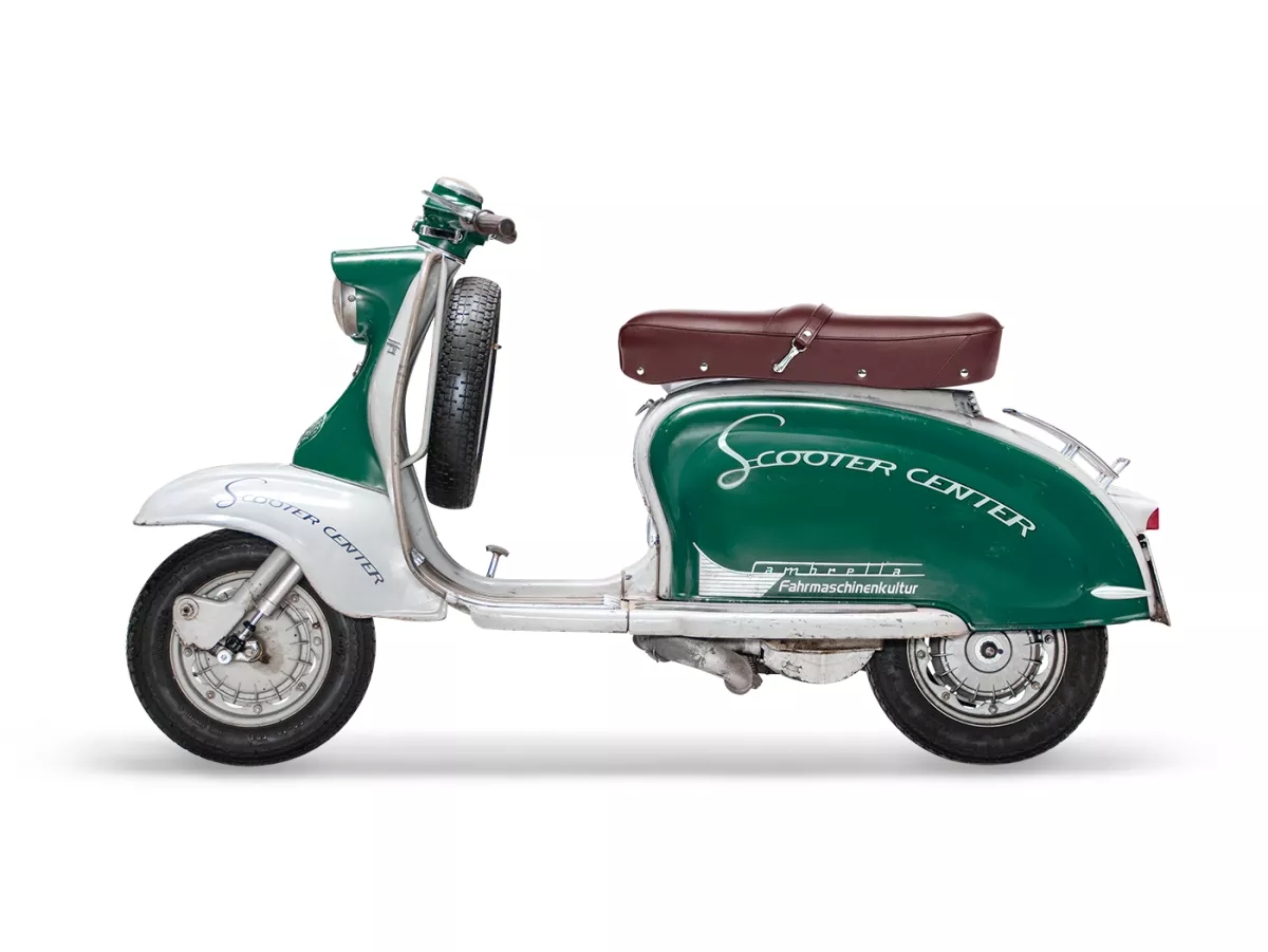 Seat -BGM PRO Pegasus with badge and riveted- Lambretta LI, LI S, SX, TV, DL, GP - brown