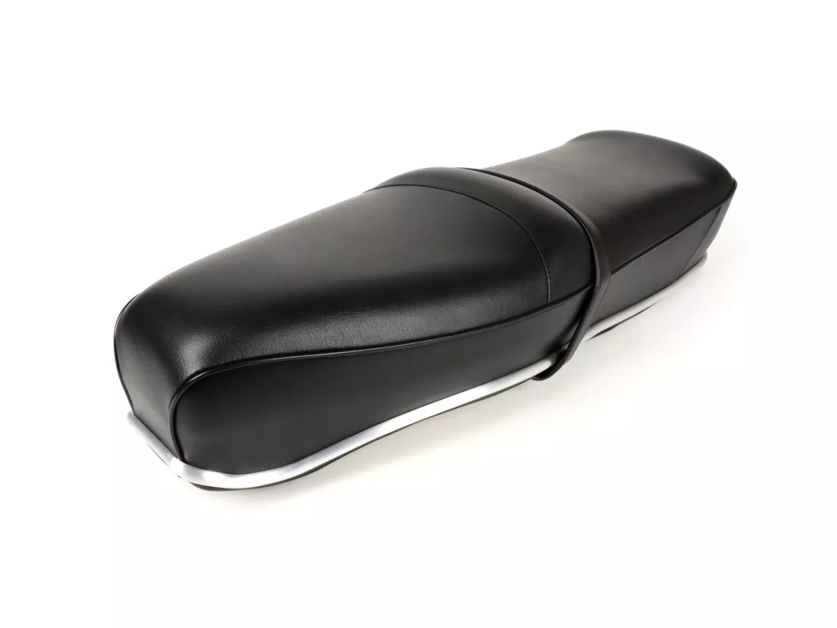 Zadel -BGM PRO Pegasus met aluminium bekleding en afscherming- Lambretta LI, LI S, SX, TV, DL, GP - zwart
