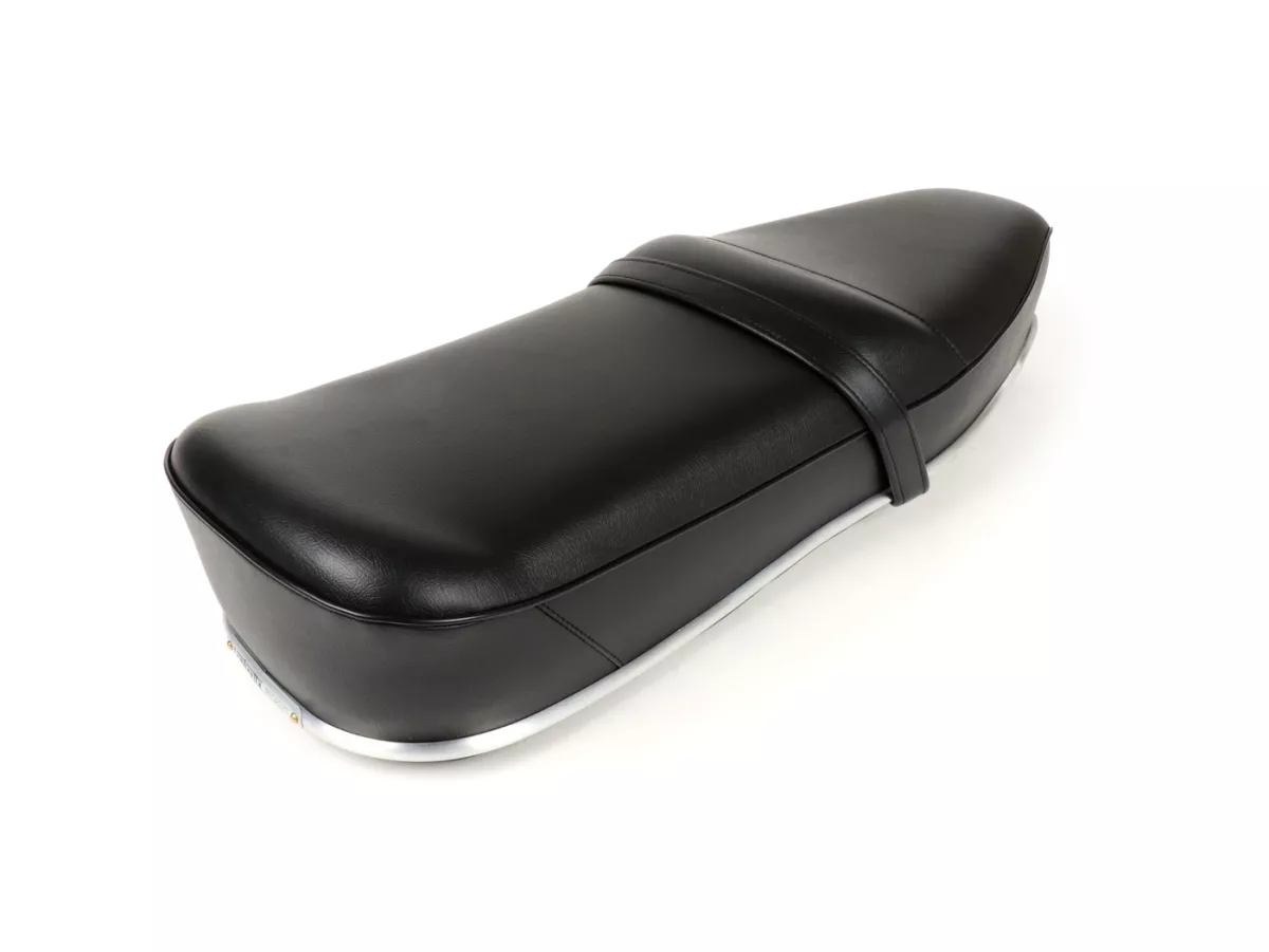 Zadel -BGM PRO Pegasus met aluminium bekleding en afscherming- Lambretta LI, LI S, SX, TV, DL, GP - zwart