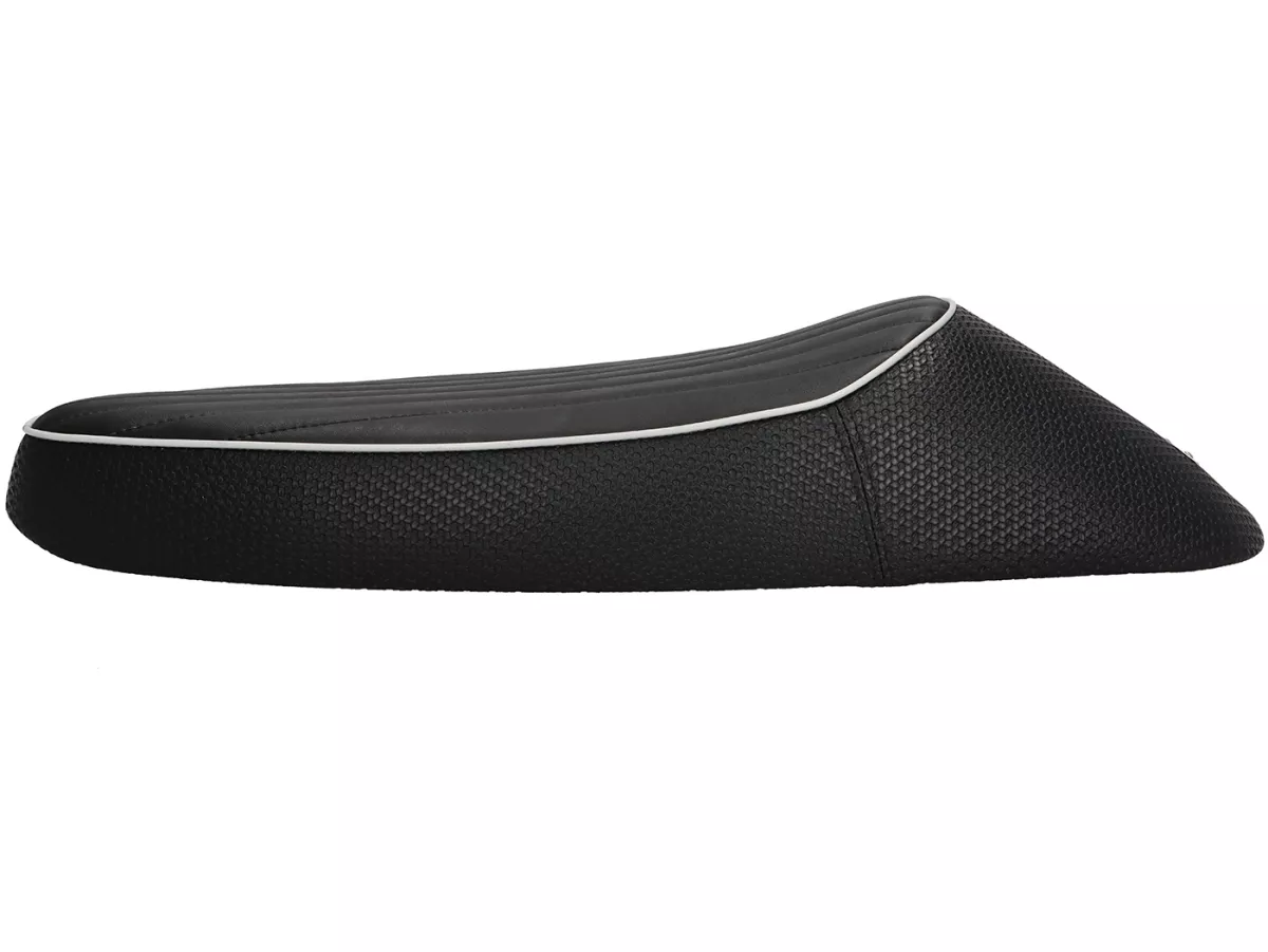 Seat -BGM PRO Sport- Vespa PX (-1983), Sprint, GT, GTR, Super, TS, GL, VNA, VBA, VNB, VBB, T4 - with flat fuel tank also fits Rally 180/200, GS160, SS180 - without lock - grey piping