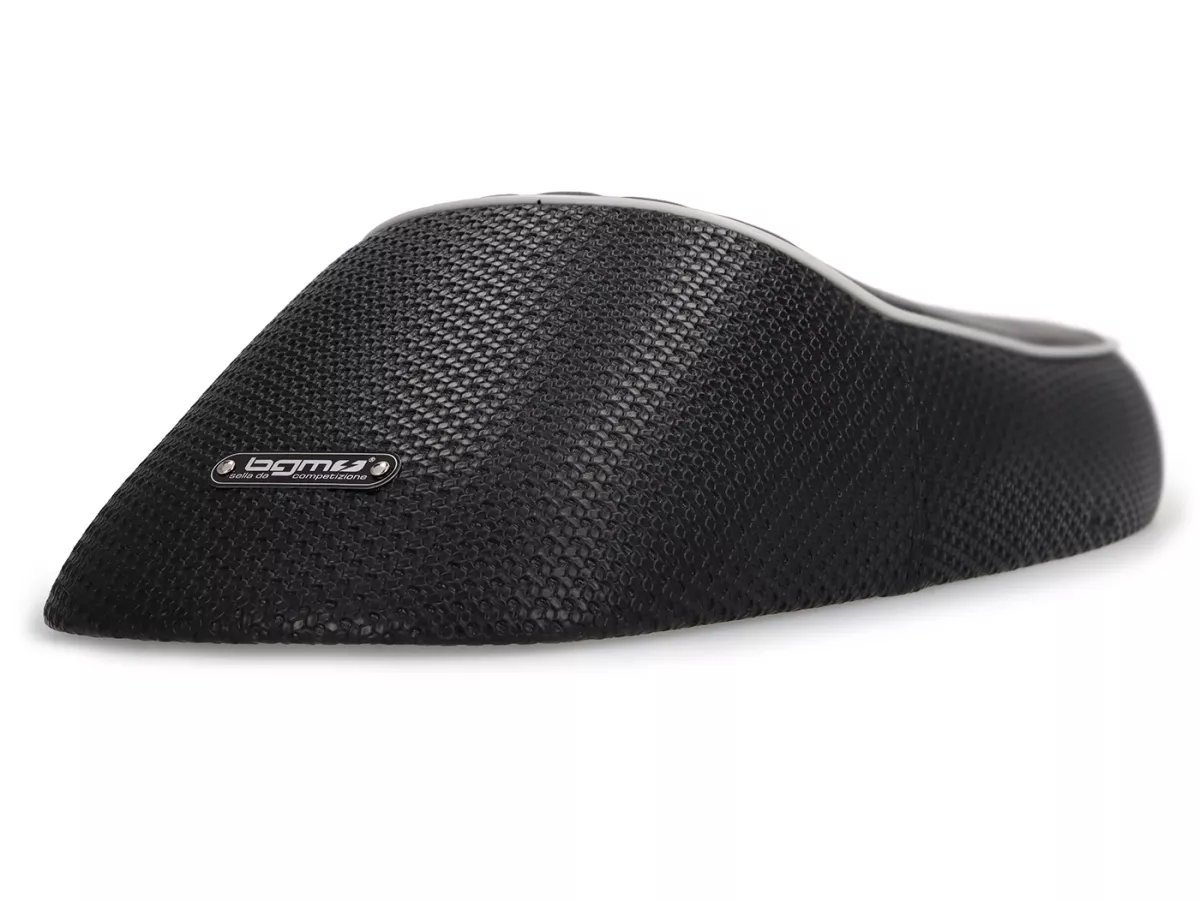 Seat -BGM PRO Sport- Vespa PX (-1983), Sprint, GT, GTR, Super, TS, GL, VNA, VBA, VNB, VBB, T4 - with flat fuel tank also fits Rally 180/200, GS160, SS180 - without lock - grey piping