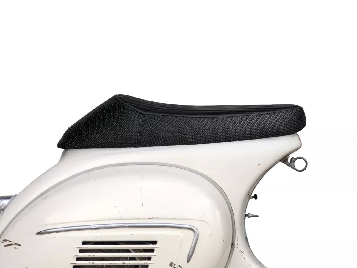 Seat -BGM PRO Sport- Vespa PX (-1983), Sprint, GT, GTR, Super, TS, GL, VNA, VBA, VNB, VBB, T4 - with flat fuel tank also fits Rally 180/200, GS160, SS180 - without lock - grey piping