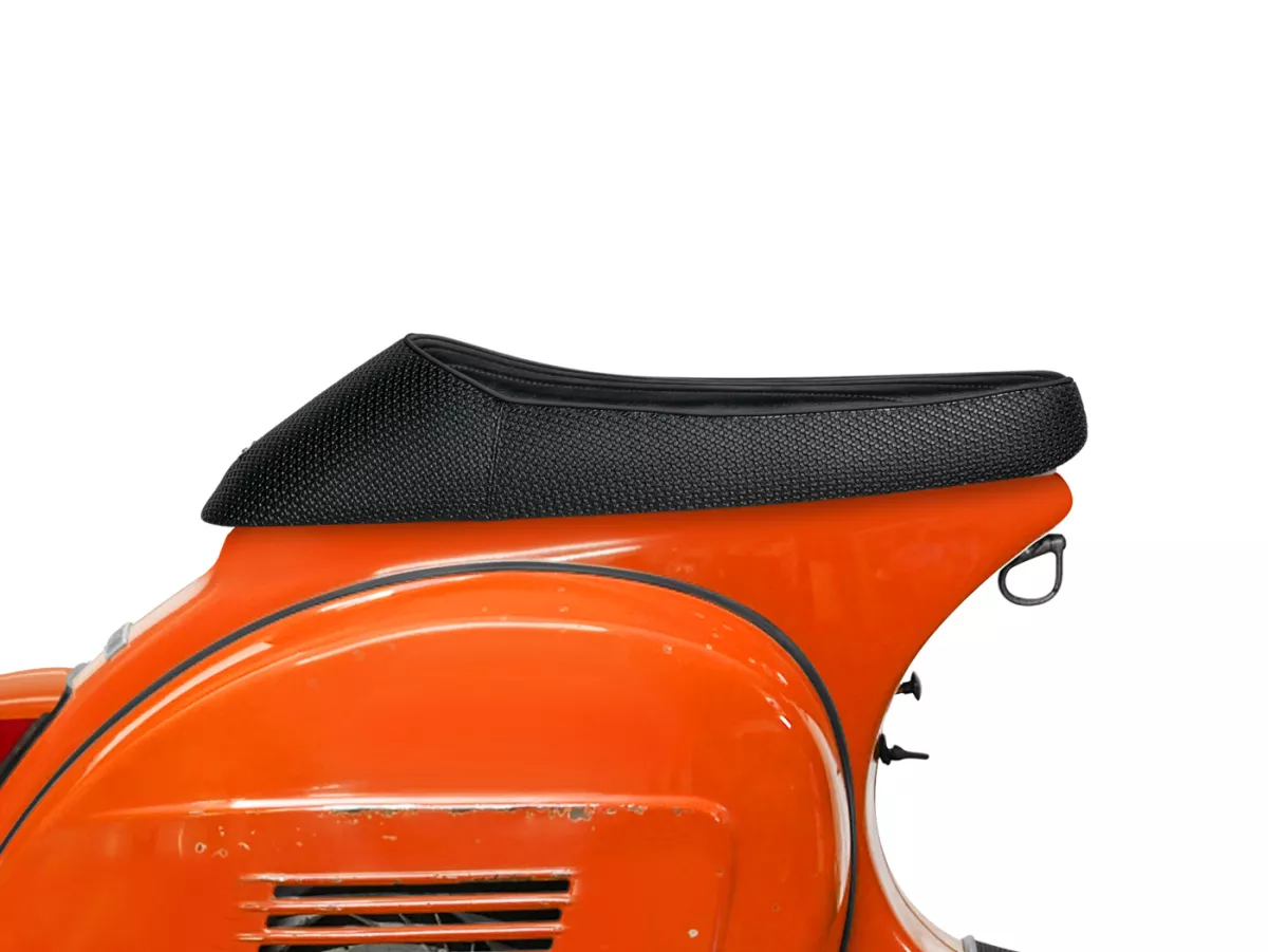 Seat -BGM PRO Sport- Vespa PX (-1983), Sprint, GT, GTR, Super, TS, GL, VNA, VBA, VNB, VBB, T4 - with flat fuel tank also fits Rally 180/200, GS160, SS180 - without lock - grey piping