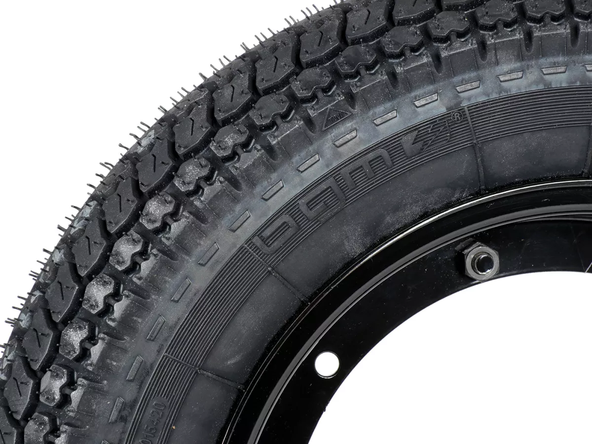 Komplettrad (Reifen fahrbereit auf Felge montiert) -BGM Classic, Vespa Largeframe PX, Sprint, Rally, GT, GTR, TS, T4, LML Star/Stella- 3.50 - 10 Zoll TT 59P (reinforced) - Felge Stahl, lackiert 2.10- 10 - schwarz
