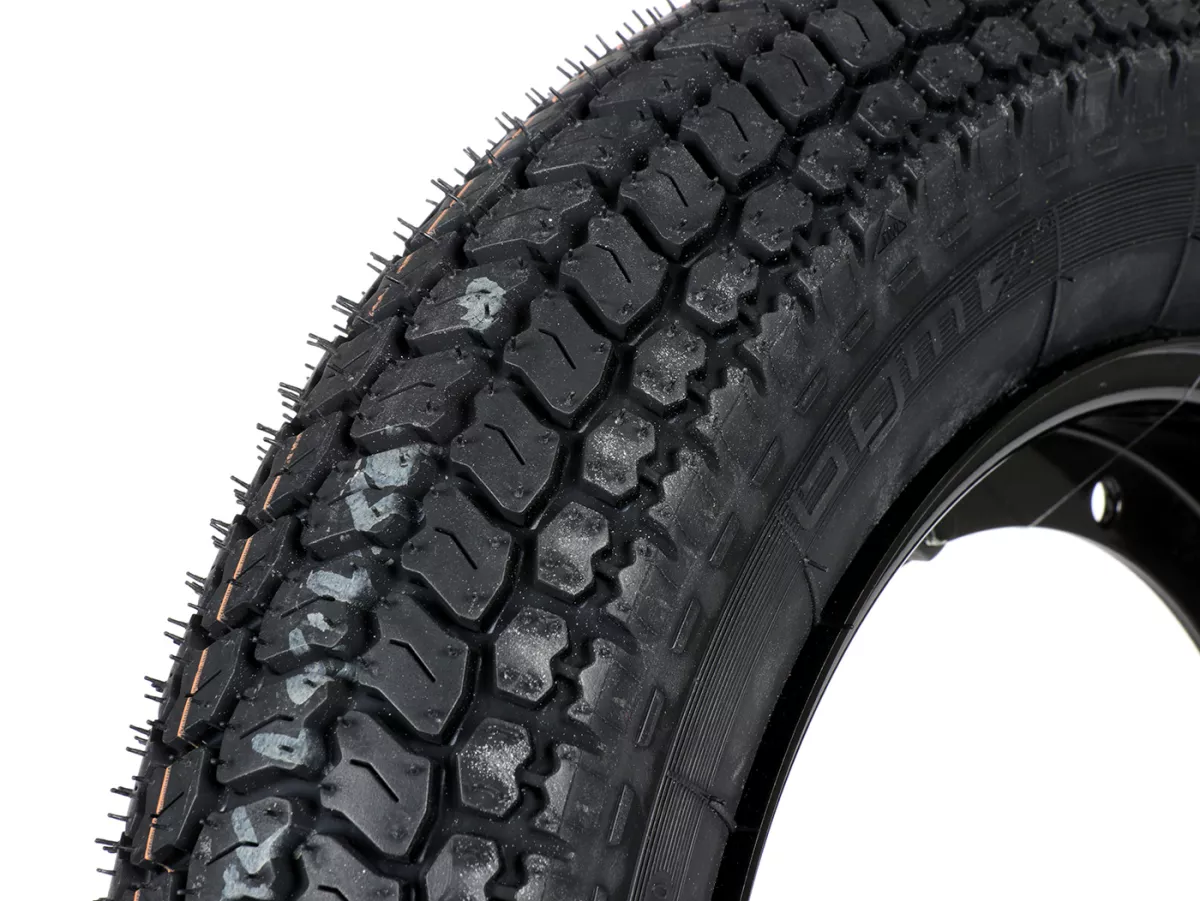 Komplettrad (Reifen fahrbereit auf Felge montiert) -BGM Classic, Vespa Largeframe PX, Sprint, Rally, GT, GTR, TS, T4, LML Star/Stella- 3.50 - 10 Zoll TT 59P (reinforced) - Felge Stahl, lackiert 2.10- 10 - schwarz