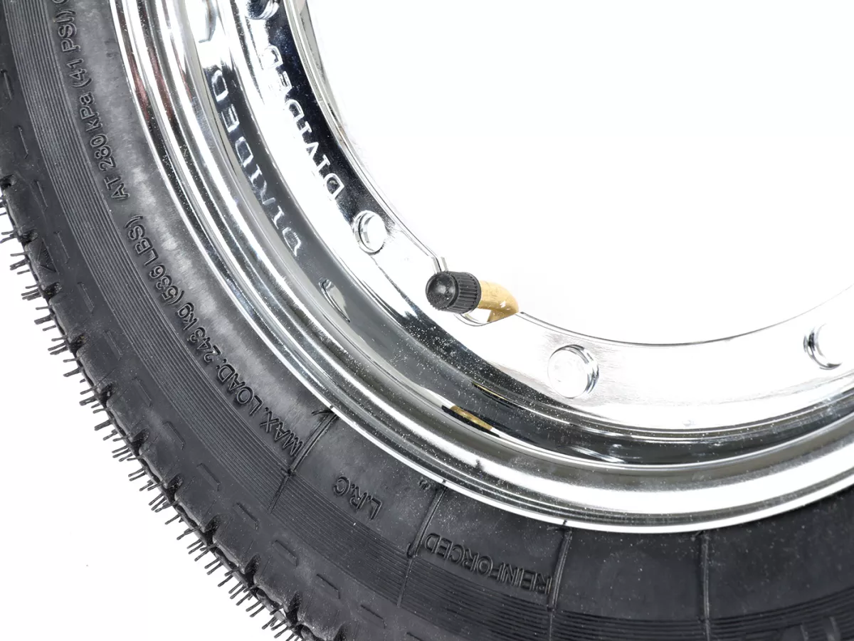 Komplettrad (Reifen fahrbereit auf Felge montiert) -BGM Classic, Vespa Largeframe PX, Sprint, Rally, GT, GTR, TS, T4, LML Star/Stella- 3.50 - 10 Zoll TT 59P (reinforced) - Felge Stahl, lackiert 2.10- 10 - Chrom