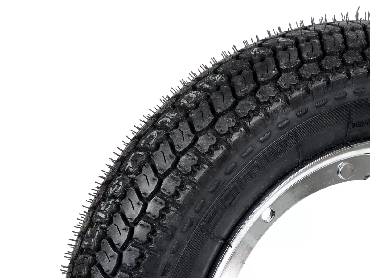 Komplettrad (Reifen fahrbereit auf Felge montiert) -BGM Classic, Vespa Largeframe PX, Sprint, Rally, GT, GTR, TS, T4, LML Star/Stella- 3.50 - 10 Zoll TT 59P (reinforced) - Felge Stahl, lackiert 2.10- 10 - Chrom
