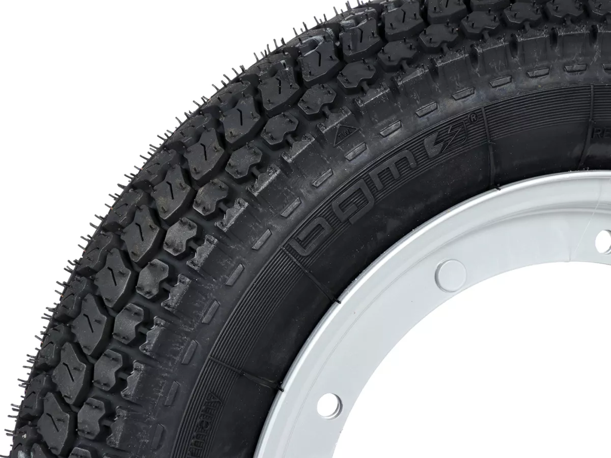 Komplettrad (Reifen fahrbereit auf Felge montiert) -BGM Classic, Vespa Largeframe PX, Sprint, Rally, GT, GTR, TS, T4, LML Star/Stella- 3.50 - 10 Zoll TT 59P (reinforced) - Felge Stahl, lackiert 2.10- 10 - Grau