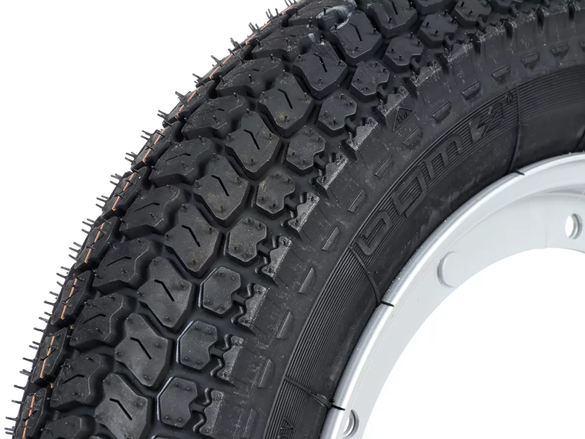Komplettrad (Reifen fahrbereit auf Felge montiert) -BGM Classic, Vespa Largeframe PX, Sprint, Rally, GT, GTR, TS, T4, LML Star/Stella- 3.50 - 10 Zoll TT 59P (reinforced) - Felge Stahl, lackiert 2.10- 10 - Grau