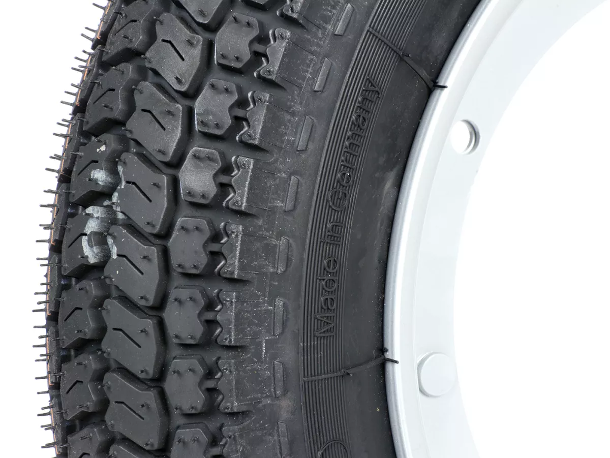 Komplettrad (Reifen fahrbereit auf Felge montiert) -BGM Classic, Vespa Largeframe PX, Sprint, Rally, GT, GTR, TS, T4, LML Star/Stella- 3.50 - 10 Zoll TT 59P (reinforced) - Felge Stahl, lackiert 2.10- 10 - Grau