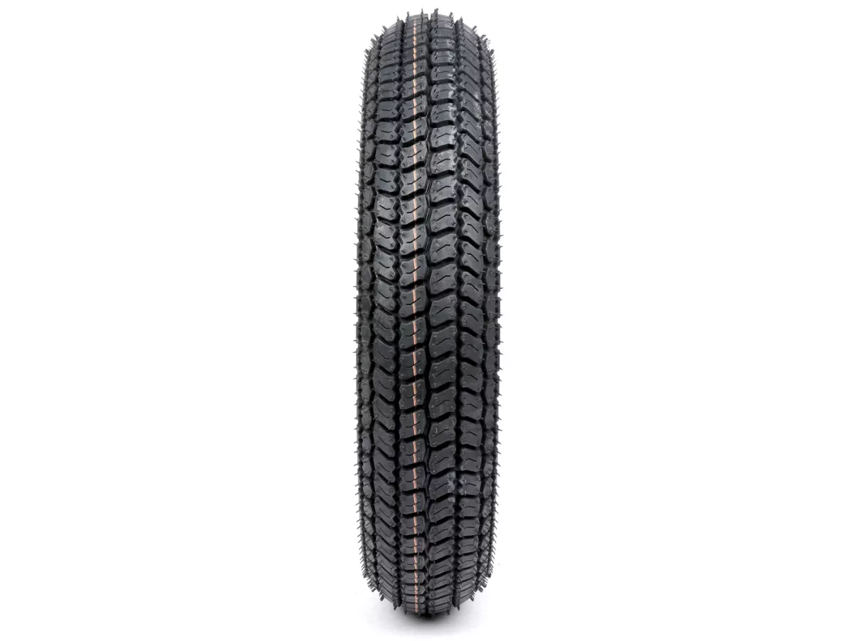 Compleet wiel (band gemonteerd op velg, klaar om te rijden) -BGM Classic, Vespa Largeframe PX, Sprint, Rally, GT, GTR, TS, T4, LML Star/Stella- 3.50 - 10 inch TT 59S (versterkt) - Velg roestvrij staal 2.10- 10 - gepolijst