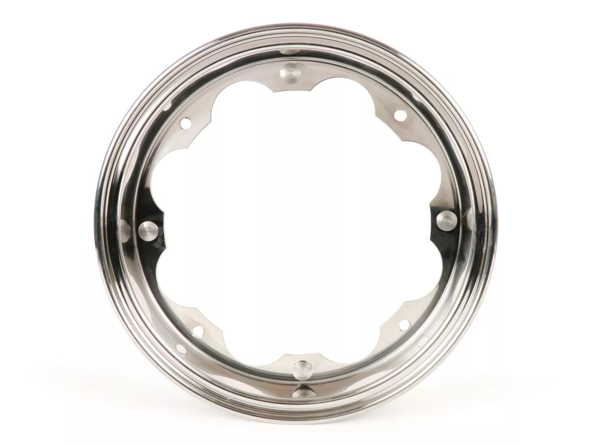 Bandenset -BGM Classic, Lambretta- 3.50 - 10 inch TT 59P (versterkt) - velg 2.15-10 gepolijst roestvrij staal