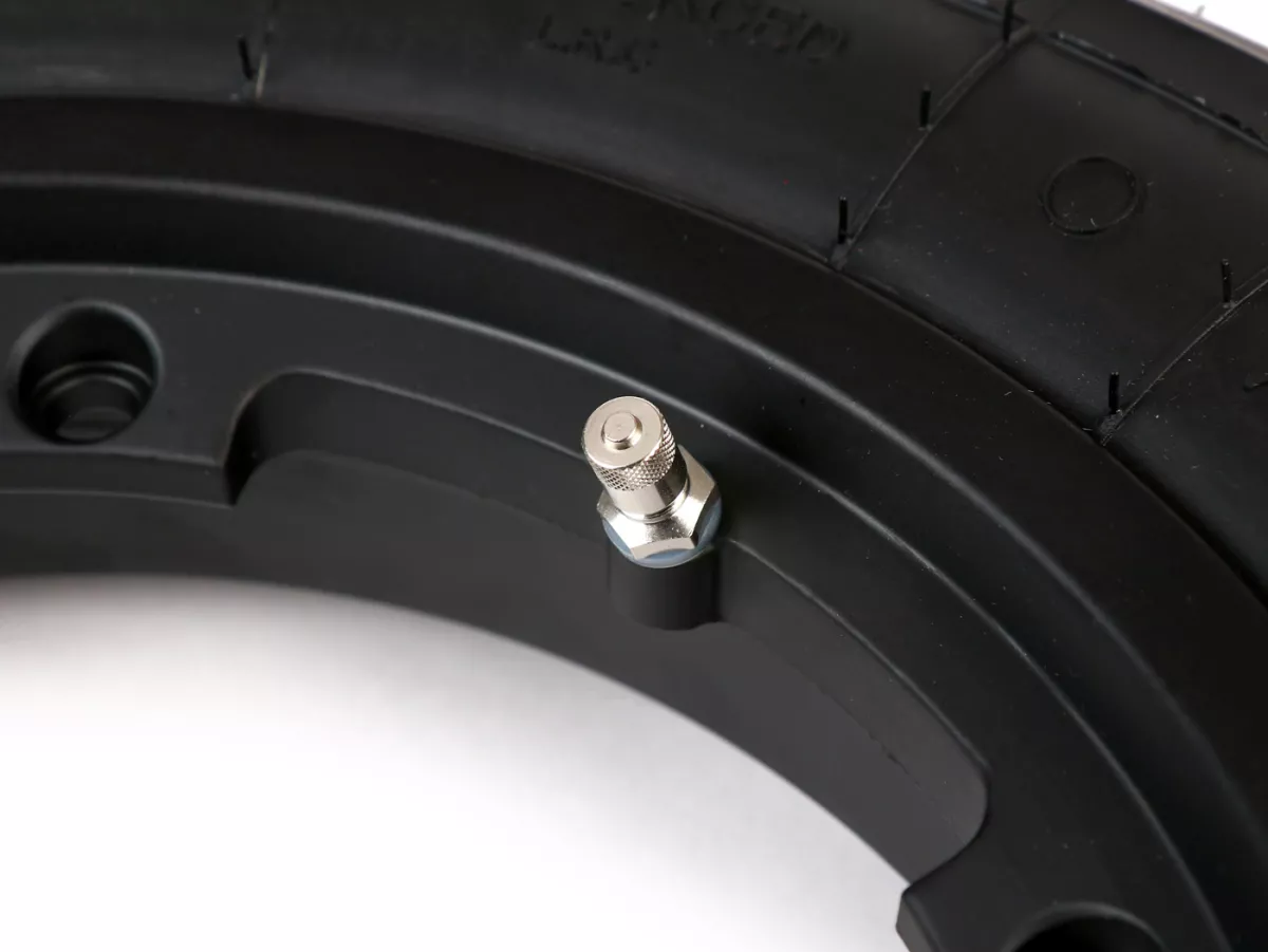 Rueda completa (neumático montado en llanta listo para montar) -BGM Sport, tubeless, Vespa Largeframe PX, Sprint, Rally, GT, GTR, TS, T4, LML Star/Stella- 3.50 - 10 pulgadas TL 59S (reforzada) - llanta 2.10-10 negra
