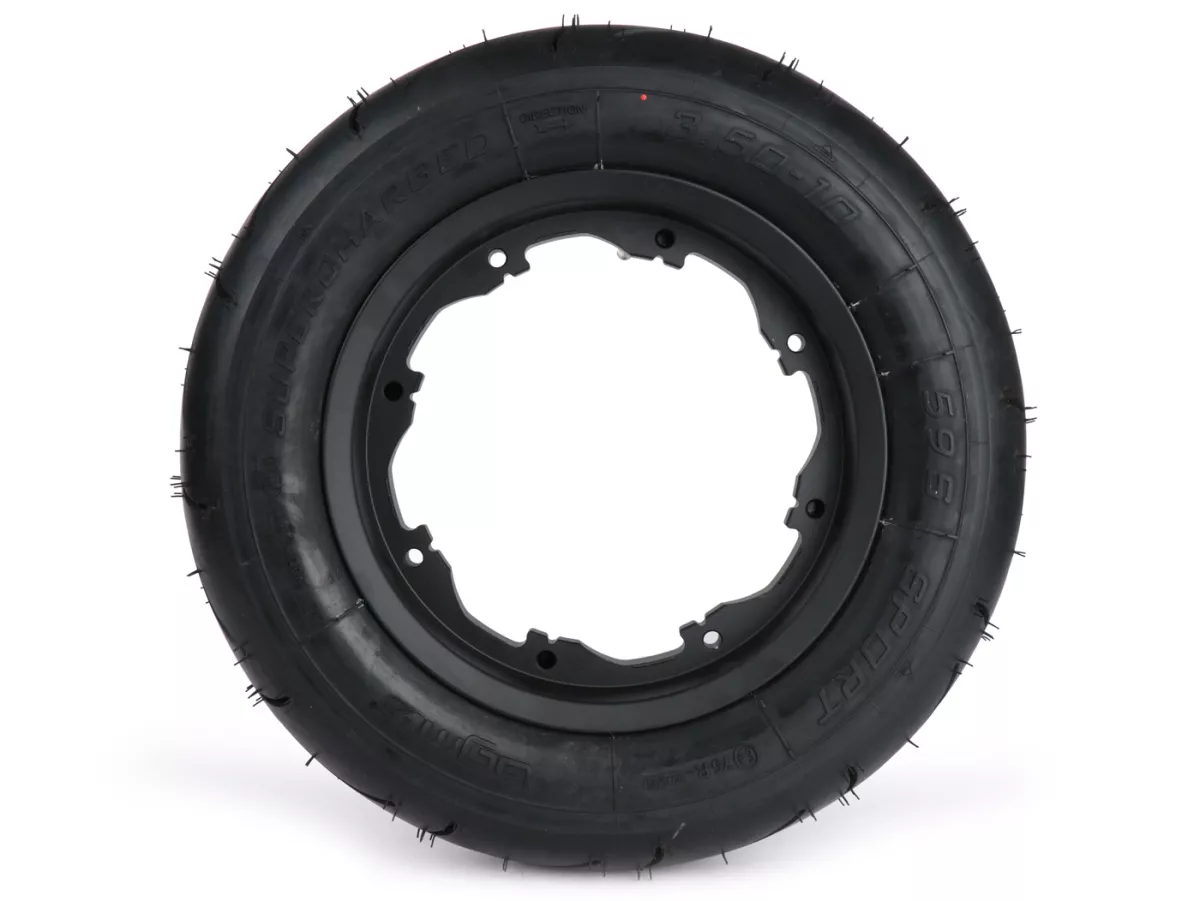 Rueda completa -BGM Sport, tubeless, Lambretta- 3.50 - 10 pulgadas TL 59S (reforzada) - llanta 2.10-10 negra