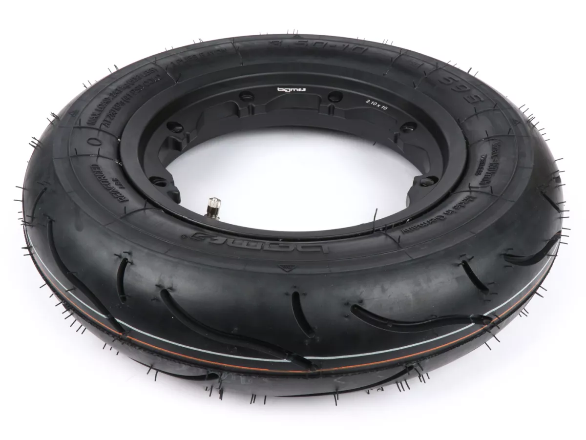 Rueda completa -BGM Sport, tubeless, Lambretta- 3.50 - 10 pulgadas TL 59S (reforzada) - llanta 2.10-10 negra