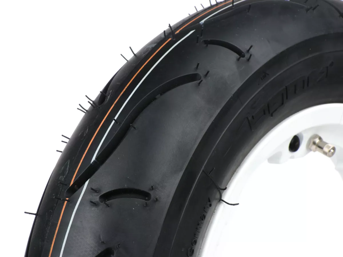 Rueda completa -BGM Sport, tubeless, Lambretta- 3.50 - 10 pulgadas TL 59S (reforzada) - llanta 2.10-10 blanca
