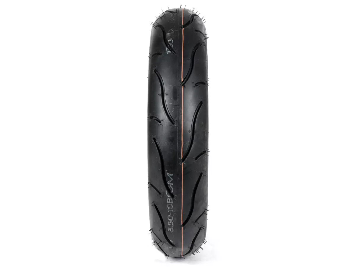 Komplett hjul (körklart däck monterat på fälg) -BGM Sport, Vespa Largeframe PX, Sprint, Rally, GT, GTR, TS, T4, LML Star/Stella- 3.50 - 10 inch TT 59S (förstärkt) - Fälg stål, målad 2.10- 10 - Grå