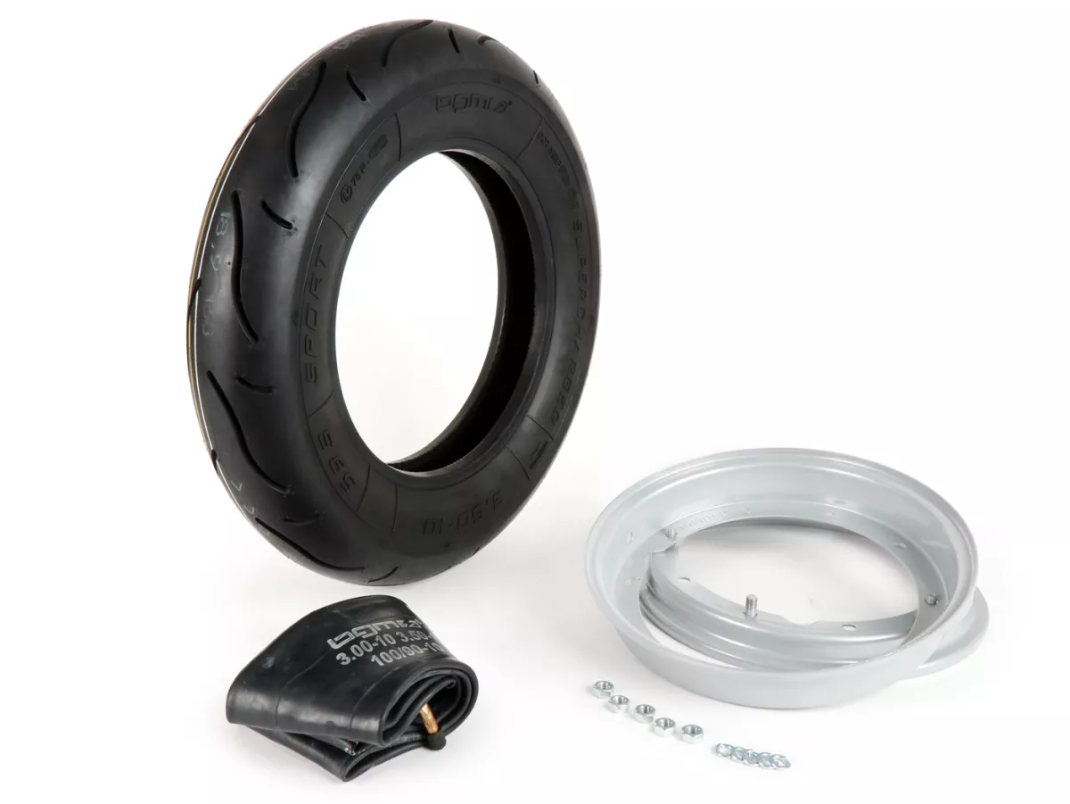 Wheel -BGM Sport, Vespa- 3.50 - 10 inch TT 59S (reinforced) - wheel rim 2.10-10 grey