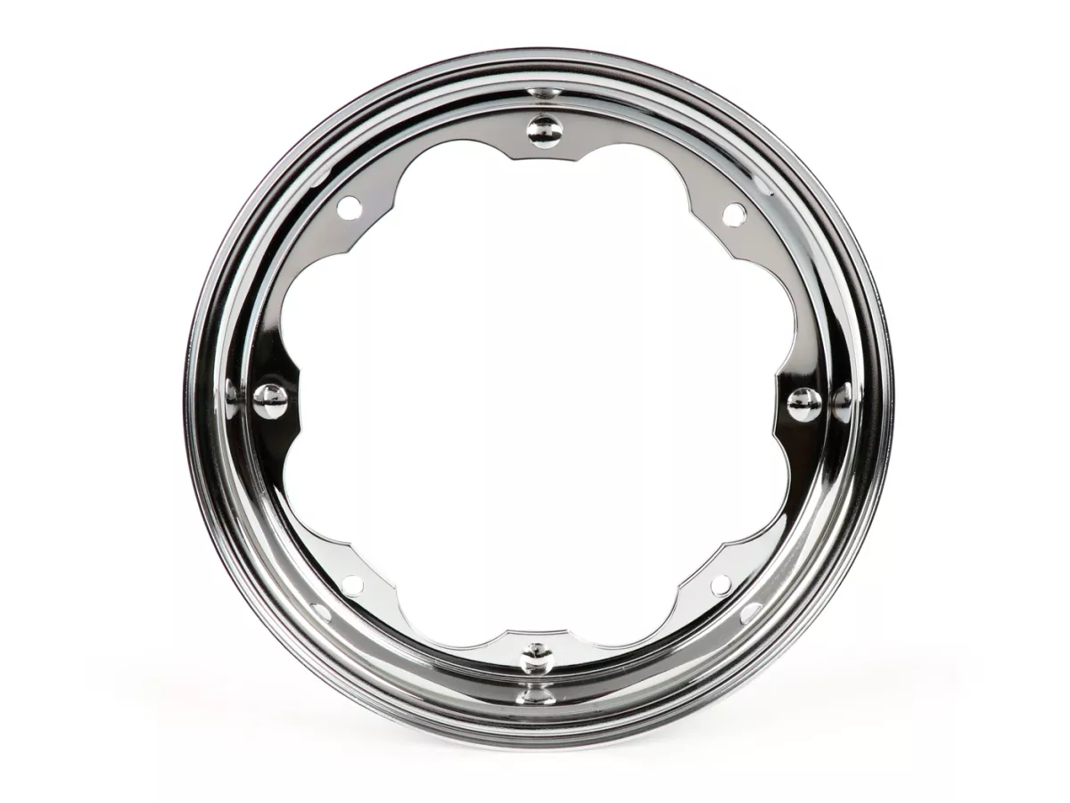 Juego completo de neumáticos -BGM Sport, Lambretta- 3.50 - 10 pulgadas TT 59S (reforzados) - llanta 2.15-10 cromada