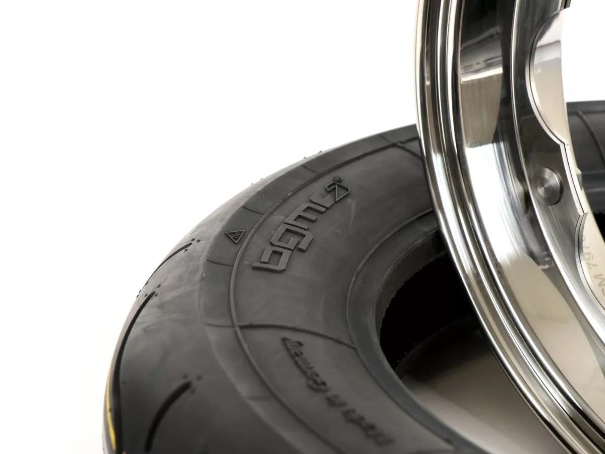 Ban lengkap -BGM Sport, Lambretta- 3.50 - 10 inci TT 59S (diperkuat) - pelek 2.15-10 baja tahan karat yang dipoles