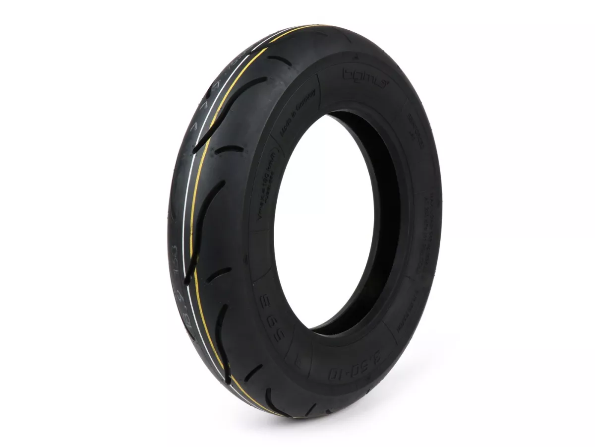 Ban lengkap -BGM Sport, Lambretta- 3.50 - 10 inci TT 59S (diperkuat) - pelek 2.15-10 baja tahan karat yang dipoles