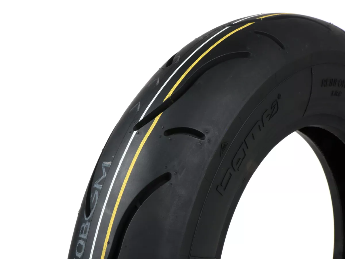 Satu set ban lengkap -BGM Sport, Vespa- 3.50 - 10 inci TT 59S (diperkuat) - pelek 2.10-10 baja tahan karat yang dipoles