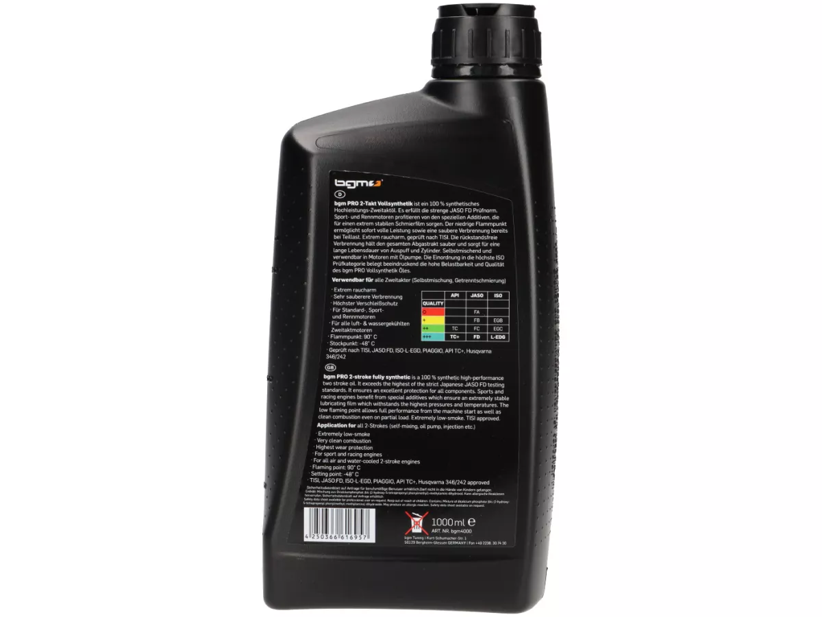 Aceite -BGM PRO RACE- 2 tiempos totalmente sintético - 6x 1000ml - paquete económico