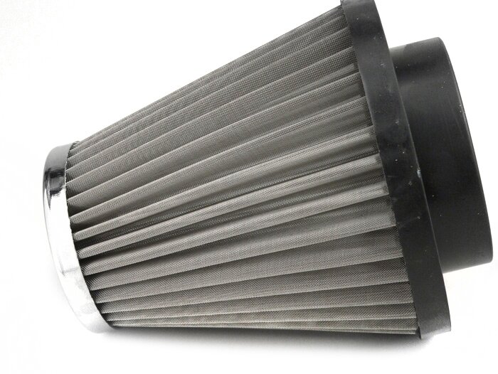 Luftfilter -OEM KVALITET rostfritt stål- Anslutningsbredd = 48mm - Krom