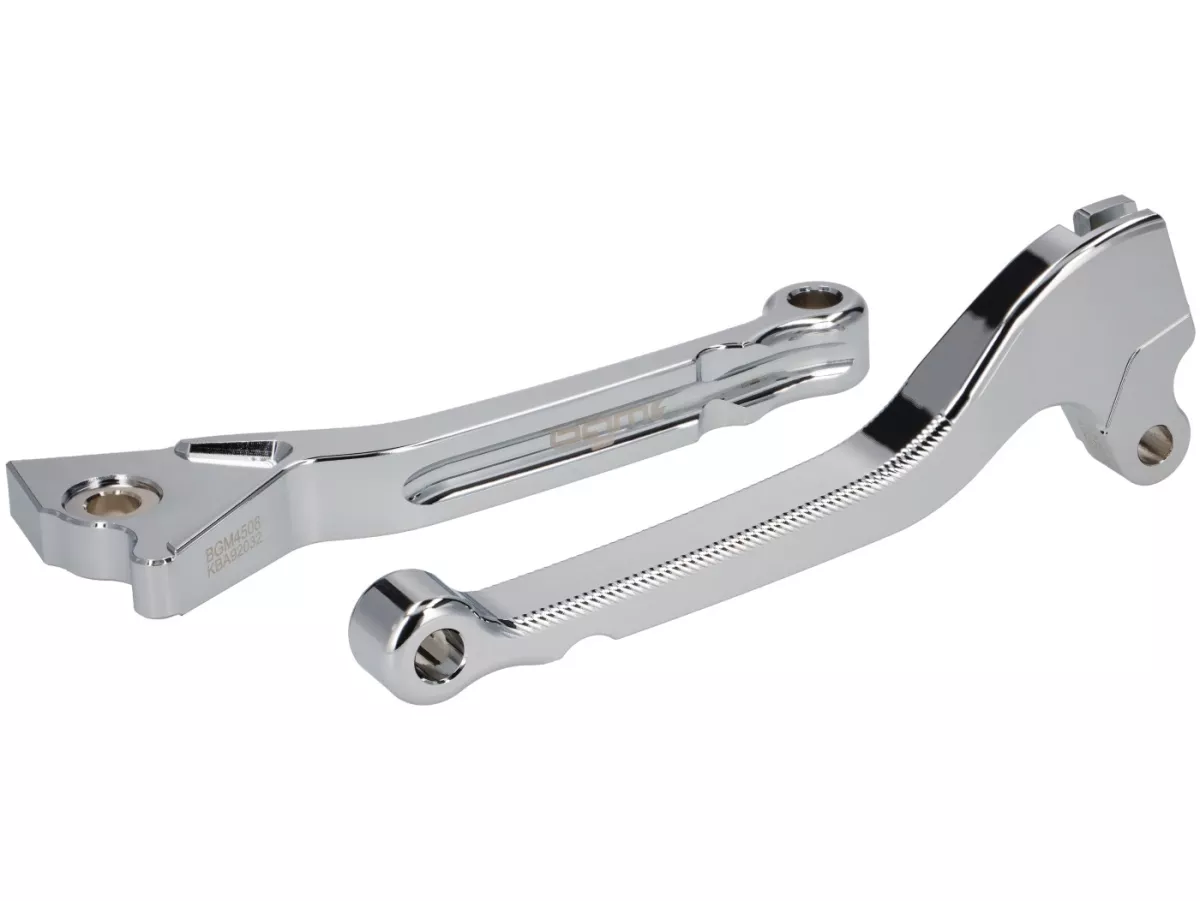 Pair of brake levers -BGM PRO Sport, short (130mm)- Vespa LX, LXV, S, Primavera 50-150, Sprint 50-150 - chrome - ABE