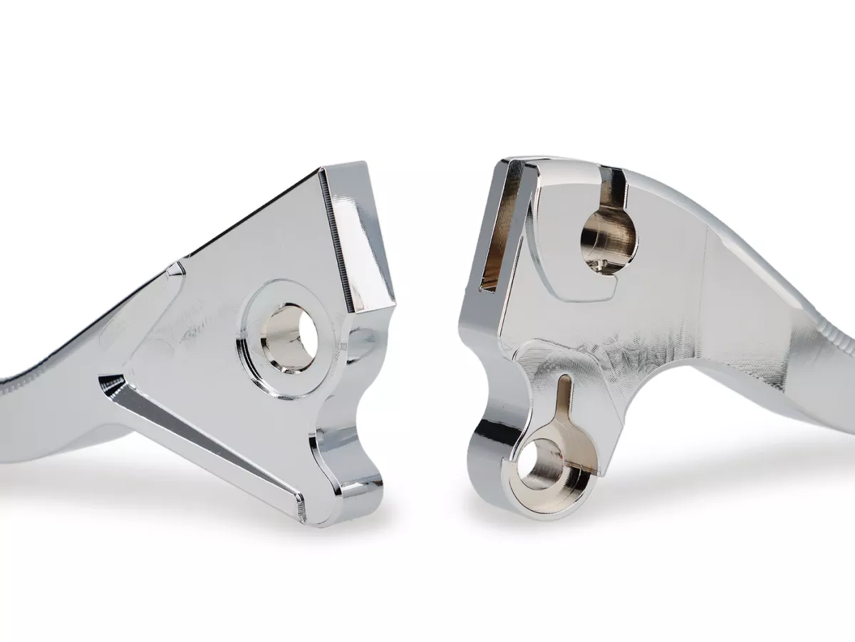 Pair of brake levers -BGM PRO Sport, short (130mm)- Vespa LX, LXV, S, Primavera 50-150, Sprint 50-150 - chrome - ABE