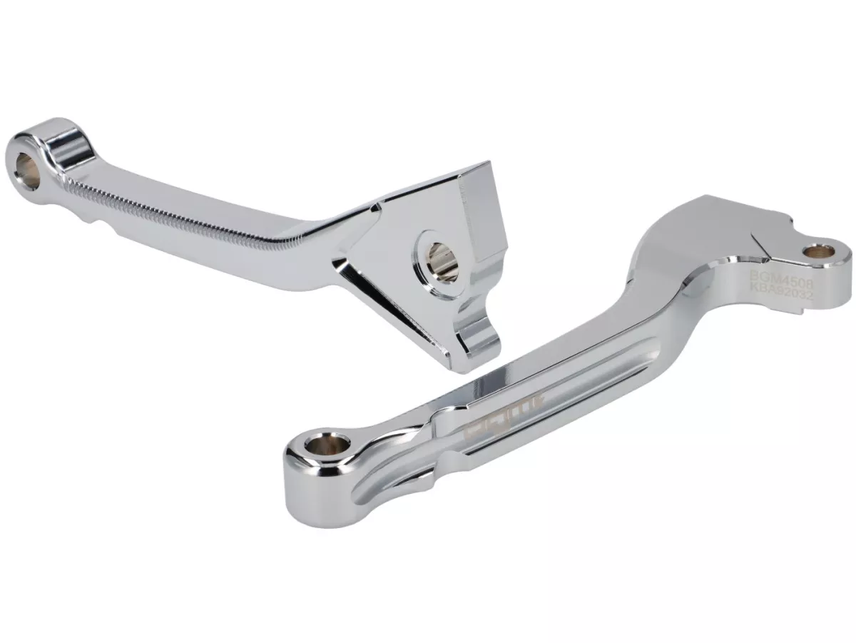 Pair of brake levers -BGM PRO Sport, short (130mm)- Vespa LX, LXV, S, Primavera 50-150, Sprint 50-150 - chrome - ABE
