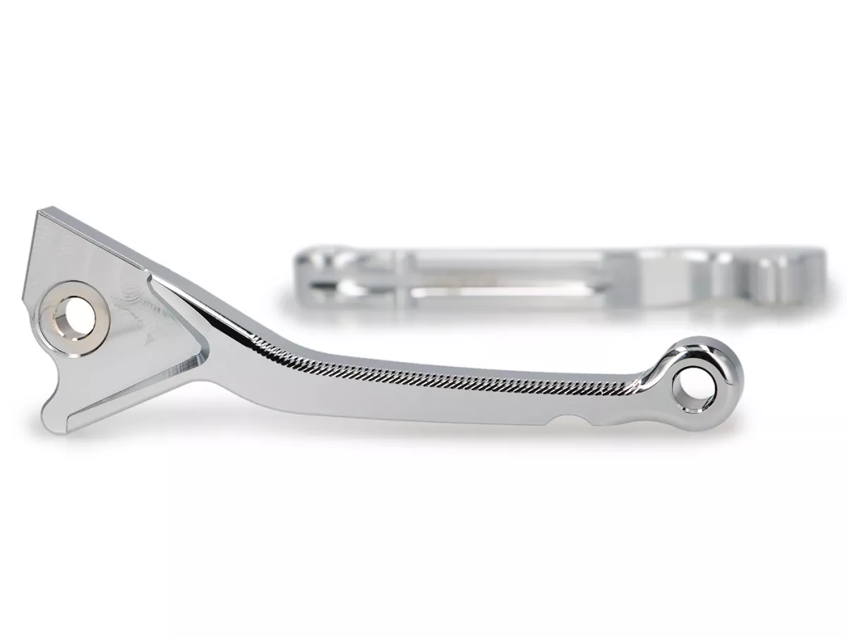 Pair of brake levers -BGM PRO Sport, short (130mm)- Vespa LX, LXV, S, Primavera 50-150, Sprint 50-150 - chrome - ABE