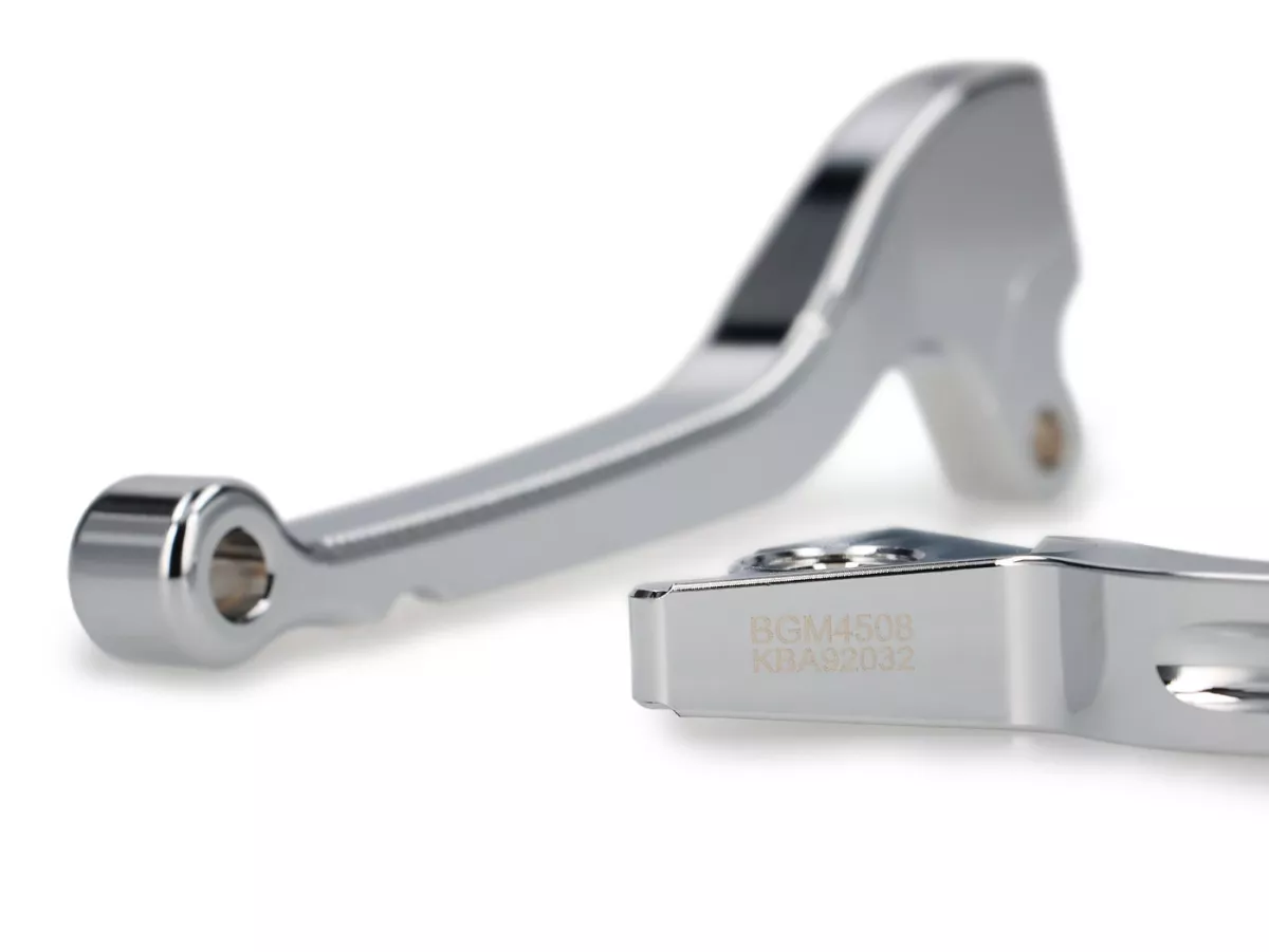 Pair of brake levers -BGM PRO Sport, short (130mm)- Vespa LX, LXV, S, Primavera 50-150, Sprint 50-150 - chrome - ABE