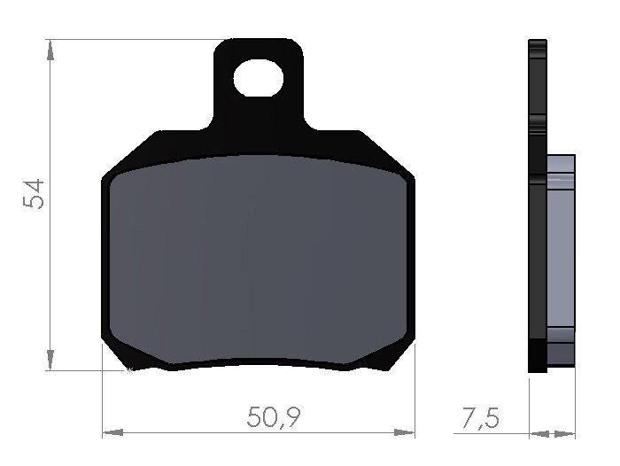 Remblokken -BGM 50,8x53,9mm- BENELLI 666 125cc 1998 (h), CPI X-Large 125cc 2003 (vh), X-Large 150cc 2003 (vh), X-Large 250cc 2003 (vh), DERBI GP 1 125cc 2006 (vh), GP 1 250cc 2006 (vh), GP 1 50cc 2005 (v), GILERA Nexus 500cc 2003 (h), Nexus i.e.