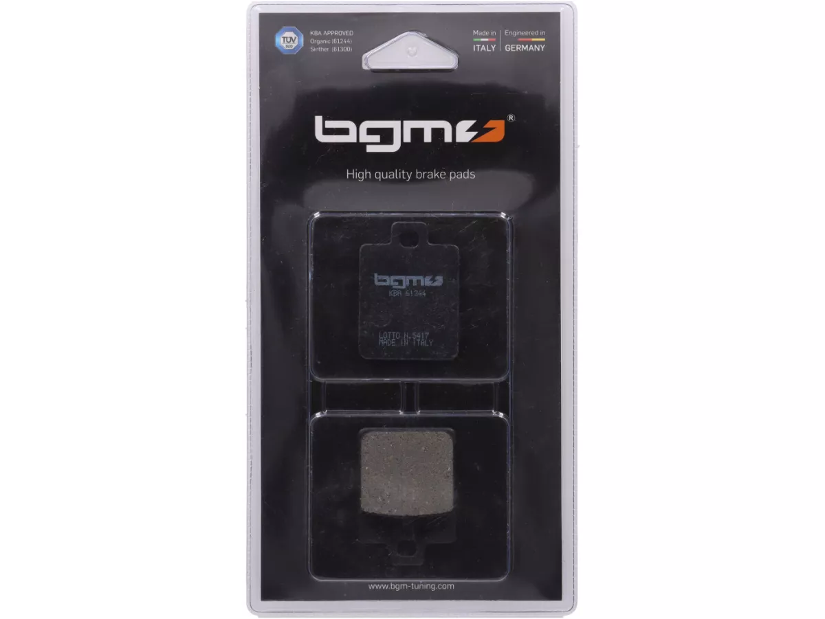 Brake pads -BGM 35.6x49mm- Vespa LT 125/150 3V/4T (RP8M), LX/LXV 50-125-150 (ZAPC38, ZAPC68), S 125 3V/4T (ZAPM68), Piaggio NRG MC²/MC³, Piaggio NRG Power DD/DT (ZAPC45), NRG Purejet (ZAPC452), Runner 50 (f), Runner 125-180 (r), Runner 50 Purejet (ZAPC361