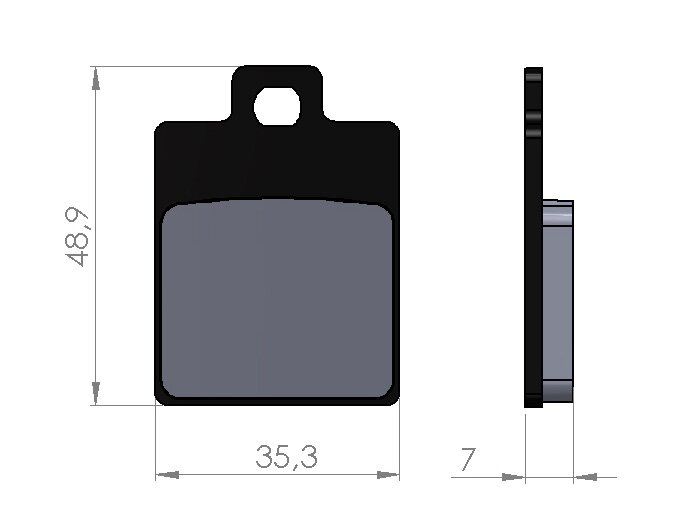 Brake pads -BGM 35.6x49mm- Vespa LT 125/150 3V/4T (RP8M), LX/LXV 50-125-150 (ZAPC38, ZAPC68), S 125 3V/4T (ZAPM68), Piaggio NRG MC²/MC³, Piaggio NRG Power DD/DT (ZAPC45), NRG Purejet (ZAPC452), Runner 50 (f), Runner 125-180 (r), Runner 50 Purejet (ZAPC361