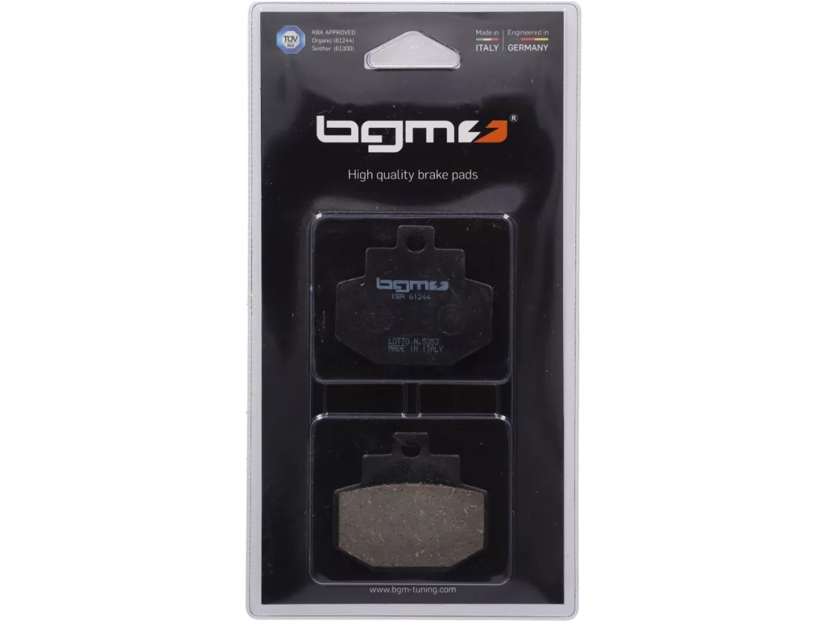 Remblokken -BGM 55,5x49mm- BENELLI Adiva 125cc 2000 (h), Adiva 150cc 2000 (h), GILERA DNA 125cc (G/H) 2001 (h), DNA 180cc (G/H) 2001 (h), Runner 125cc VX (G/H) 2001 (h), Runner 180cc VXR (G/H) 2001 (h), Runner 200cc VXR 2002-2006 (h), PIAGGIO Hexa