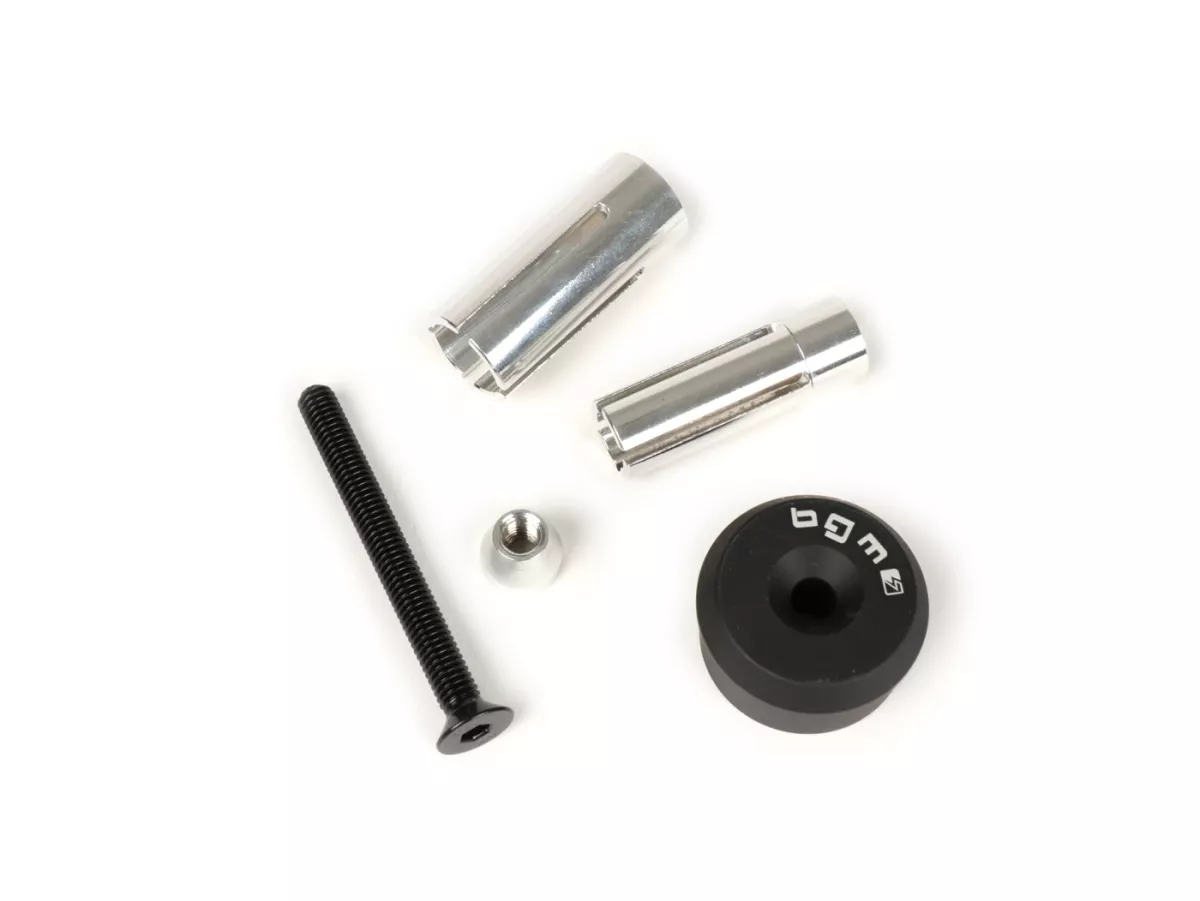 Mounting set for handlebar end mirror -BGM PRO- Vespa GT, GTS, GTL, GTV 125-300 + universal clamp for tube handlebar - matt black