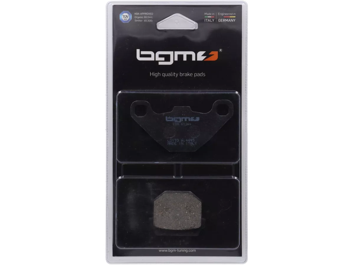 Bromsbelägg -BGM 47,4x37/85x42mm- Gilera Runner, Piaggio NRG, Peugeot (Heng Tong)Speedfight 1 / Speedfight 2 / Elyseo / TKR / Kisbee / Vivacity, Keeway Easy / F-Act / Flash, CPI Hussar / Popcorn, TGB Tapo / Hook / Hawk, ATU Akros / Kallio, Adly Thunderbik