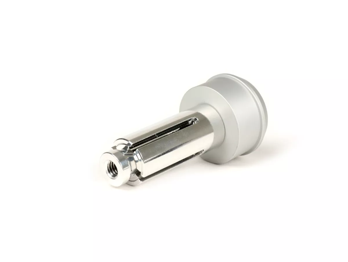 Mounting set for handlebar end mirror -BGM PRO- Vespa GT, GTS, GTL, GTV 125-300 + universal clamp for tube handlebar - silver